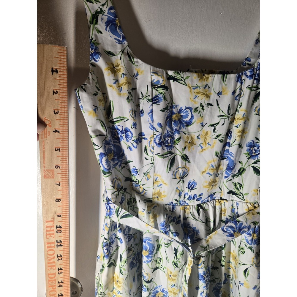 New With Tags Women's Free Assembly Yellow Blue Floral Midi Belted Dress Size XS - Picture 8 of 10